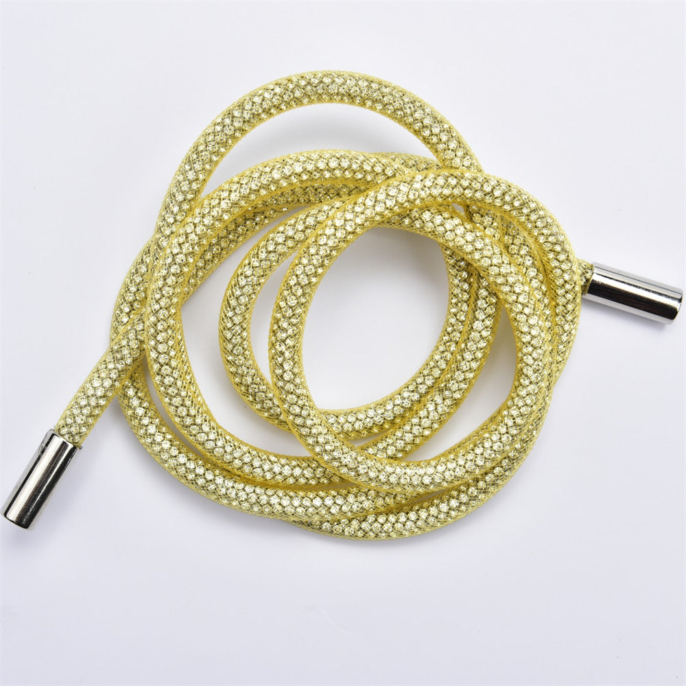 Rope Crystal Rhinestone Shoe Laces with Gold Aglets