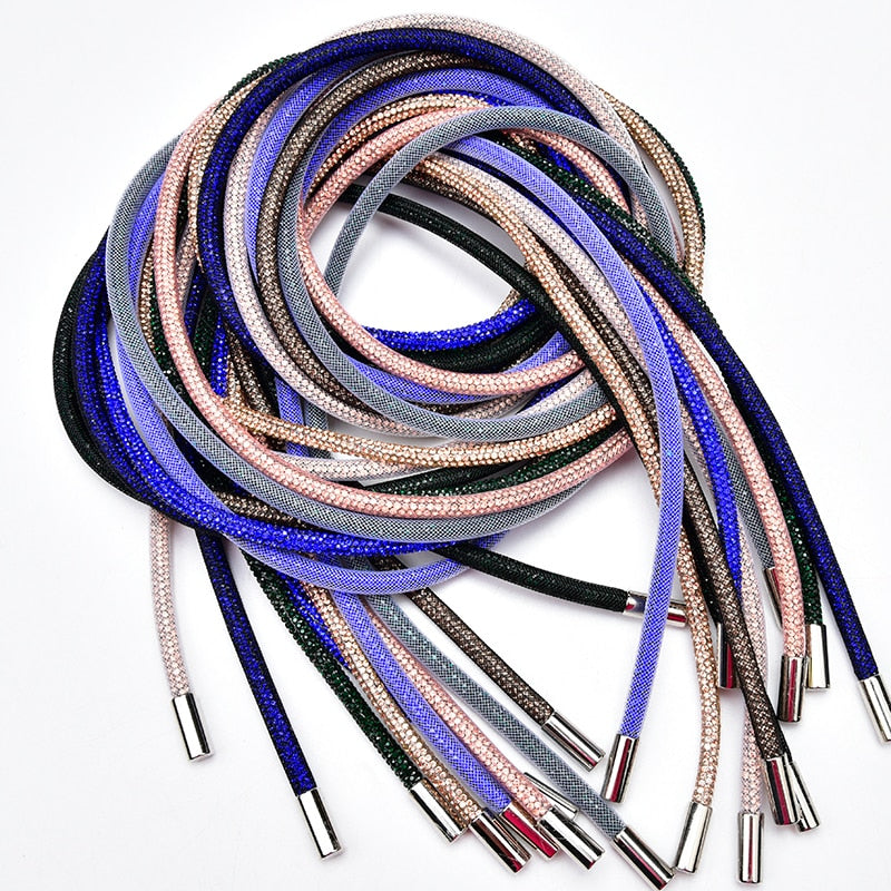 KEJXSGUO 1Pair Glitter Shoe laces Rhinestone Rope Colored